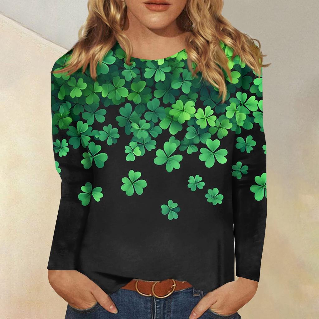 Long Sleeve Shirts For Women Cute Print Graphic Tees Blouses Casual Plus Size Basic Tops Pullover Christmas