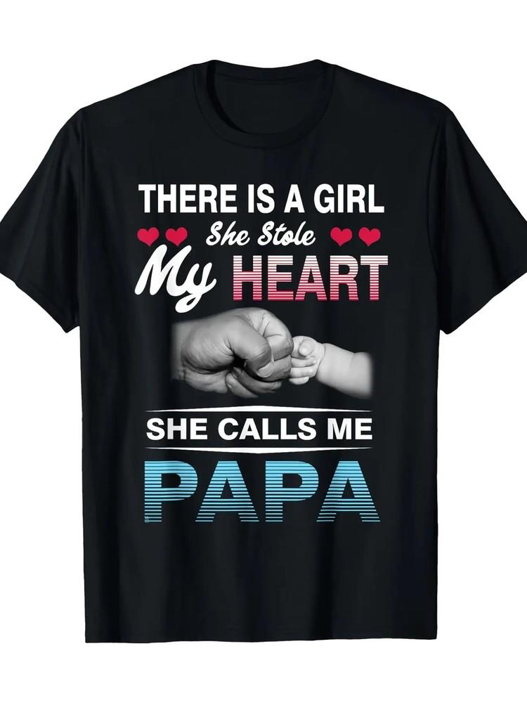 

PAPA s GIRL Heartfelt Cotton T-Shirt - 100% Pure Cotton, Short Sleeve Crew Neck 4XL