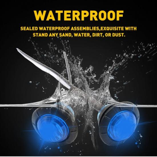 10X 3/4" Round Blue LED Signal Trailer Clearance Side Marker Light DOT ATV RV