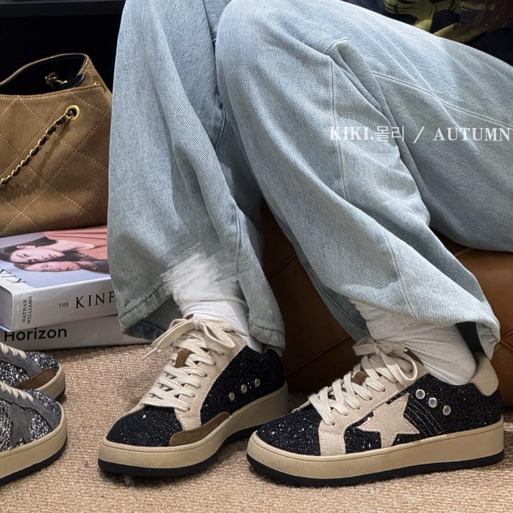 Bright Sparkling Diamond Star Shoes 2025 Early Autumn New Retro Design Sense Old Polished Thick Baseplate Shoes Women Ins Tide
