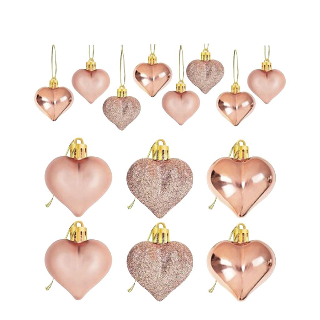 12pcs Valentine's Day Heart Shaped Ornaments, Valentine's Day Hanging Decorations, Heart Shaped For Wedding Party Valentine's Day