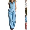 Women's Fashionable Casual Sleeveless V-Neck Top And Pants Two-Piece Set