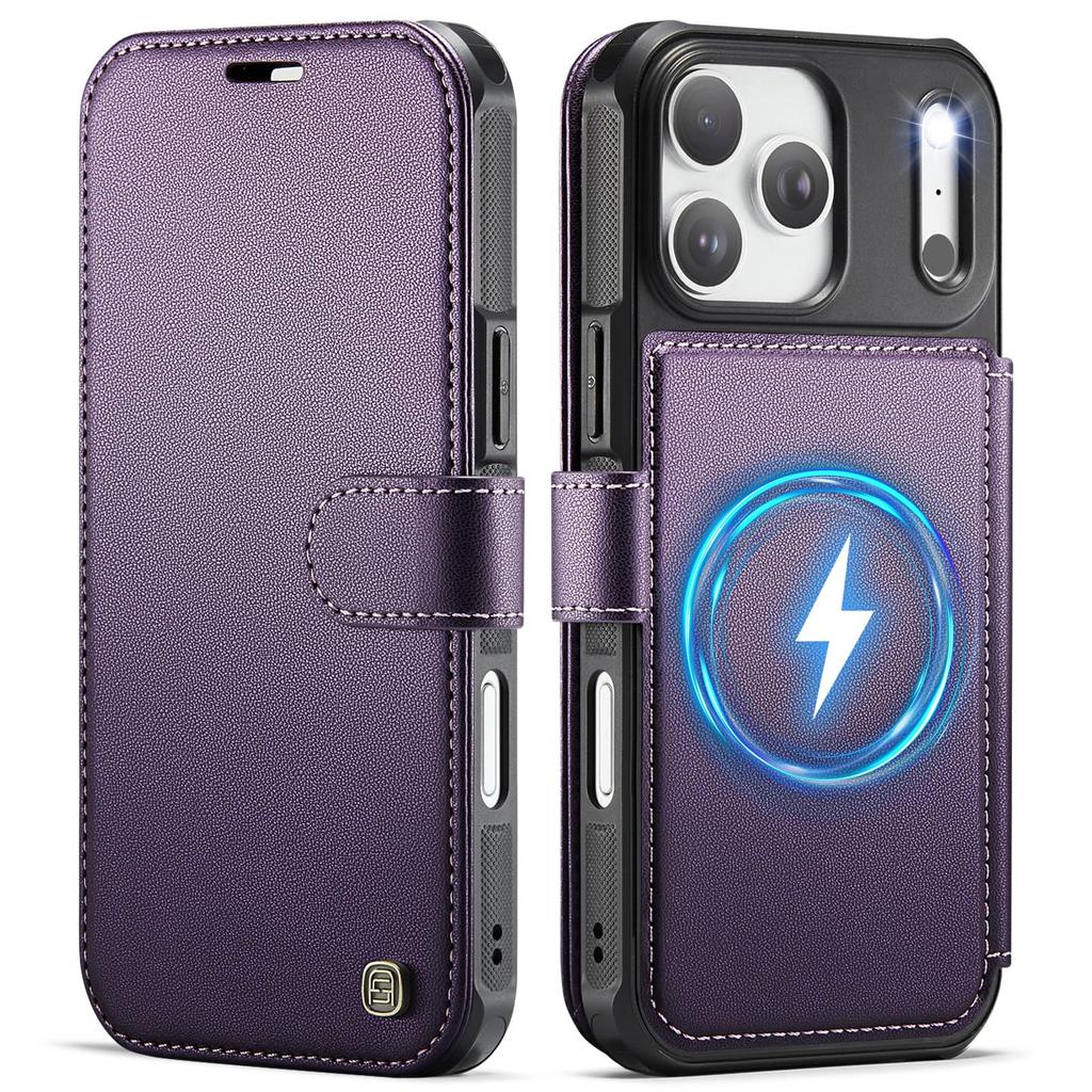 Magnetic Wallet Case for iPhone 17 16 15 14 13 12 Pro Max, PU Leather Flip Cover, RFID Card Holder, Stand, Slim Shockproof Case