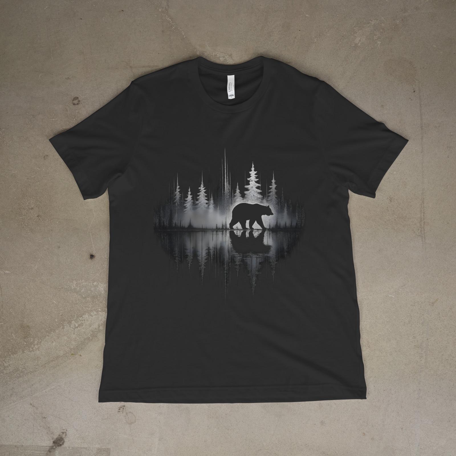 Bear Forest Reflection Shirt Wilderness Nature Graphic Tee Hiking Camping Gift S