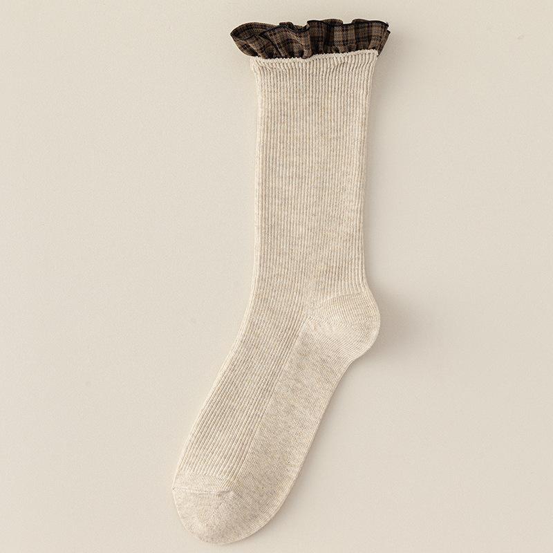 Female Spring and Autumn Lace Sports Deodorant In The Cylinder Stack Socks