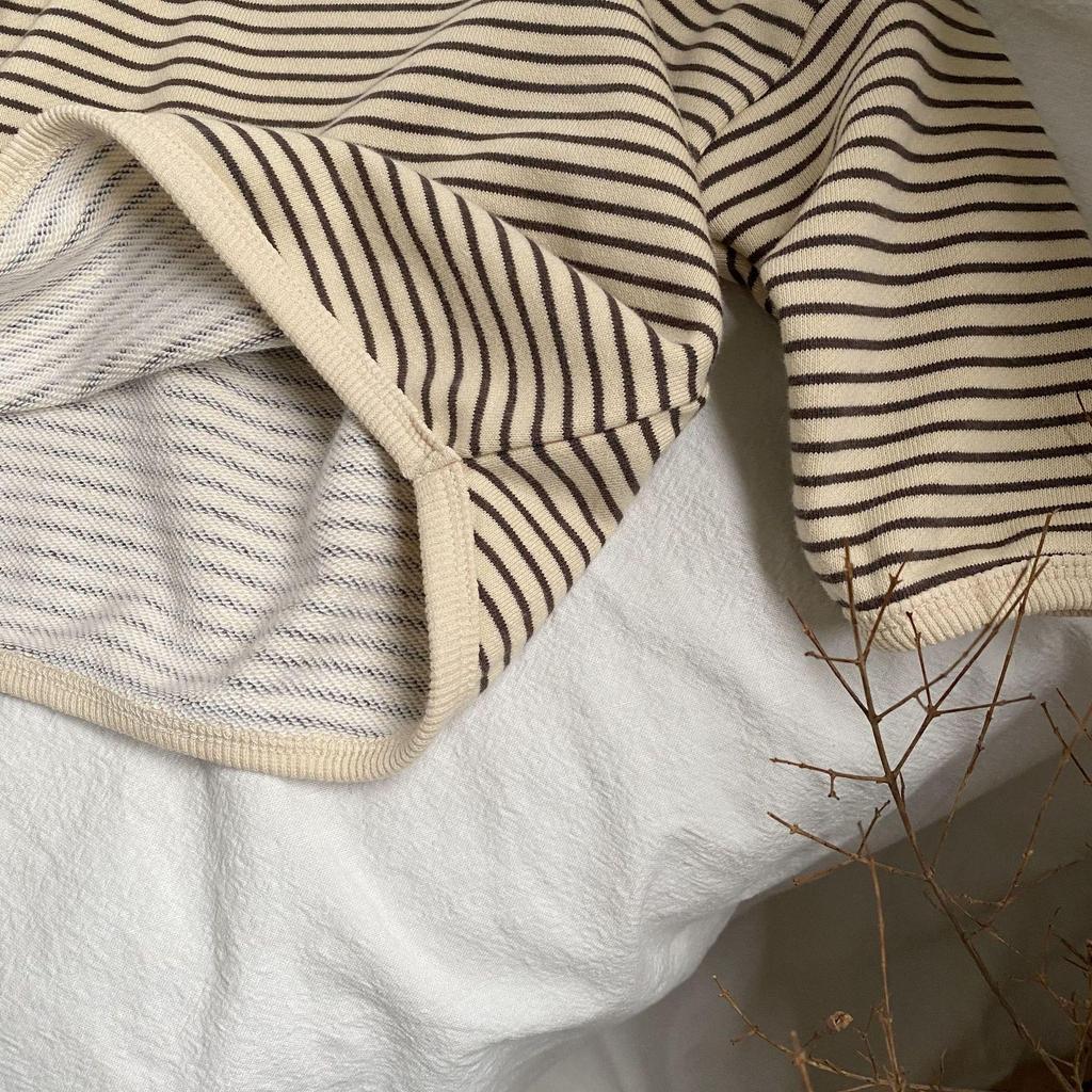 GL-Kids Korean Spring Striped Edge Sweater - Unisex Baby Loose Long-Sleeve Pullover
