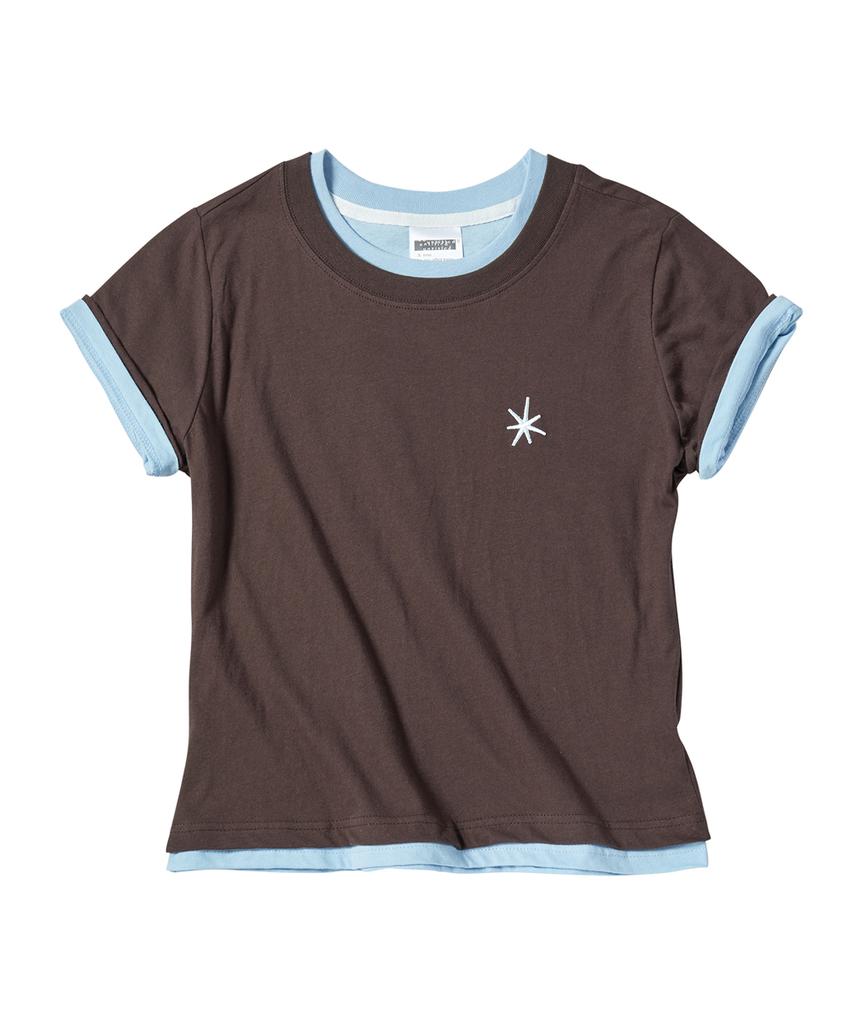 Eontaiteulseoul Untitled Layered Crop Short Sleeve Brown