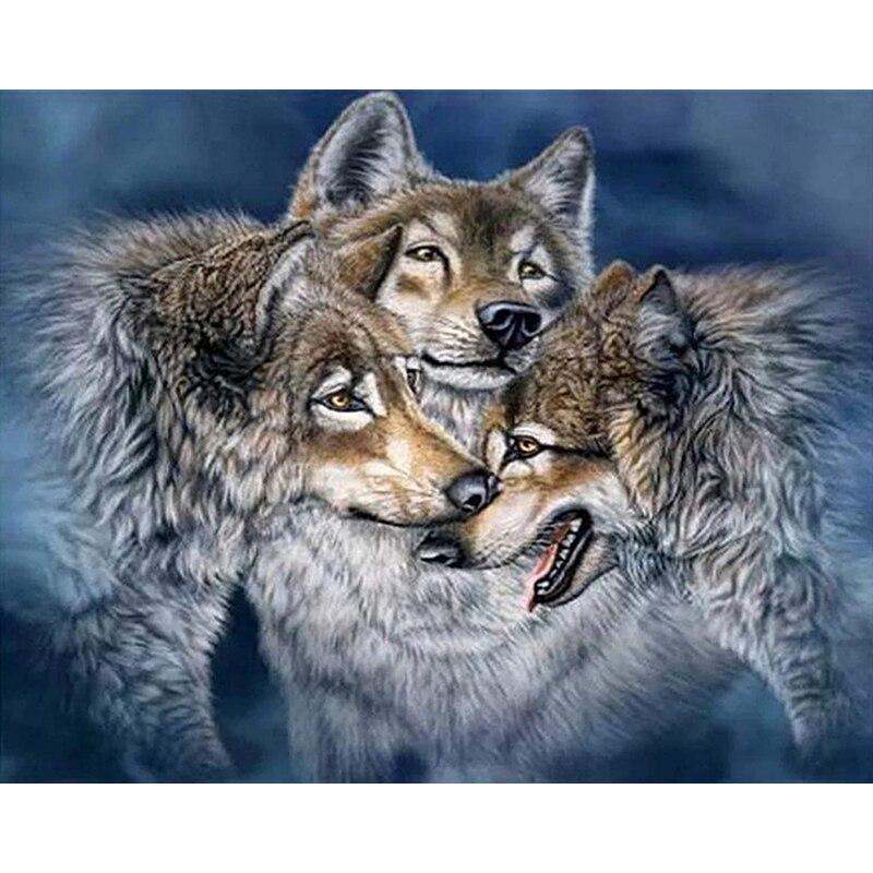 New 5D DIY Diamond Painting Snow Wolf Diamond Embroidery Animal Cross Stitch Full Round Drill Crafts Home Decor Art Gift
