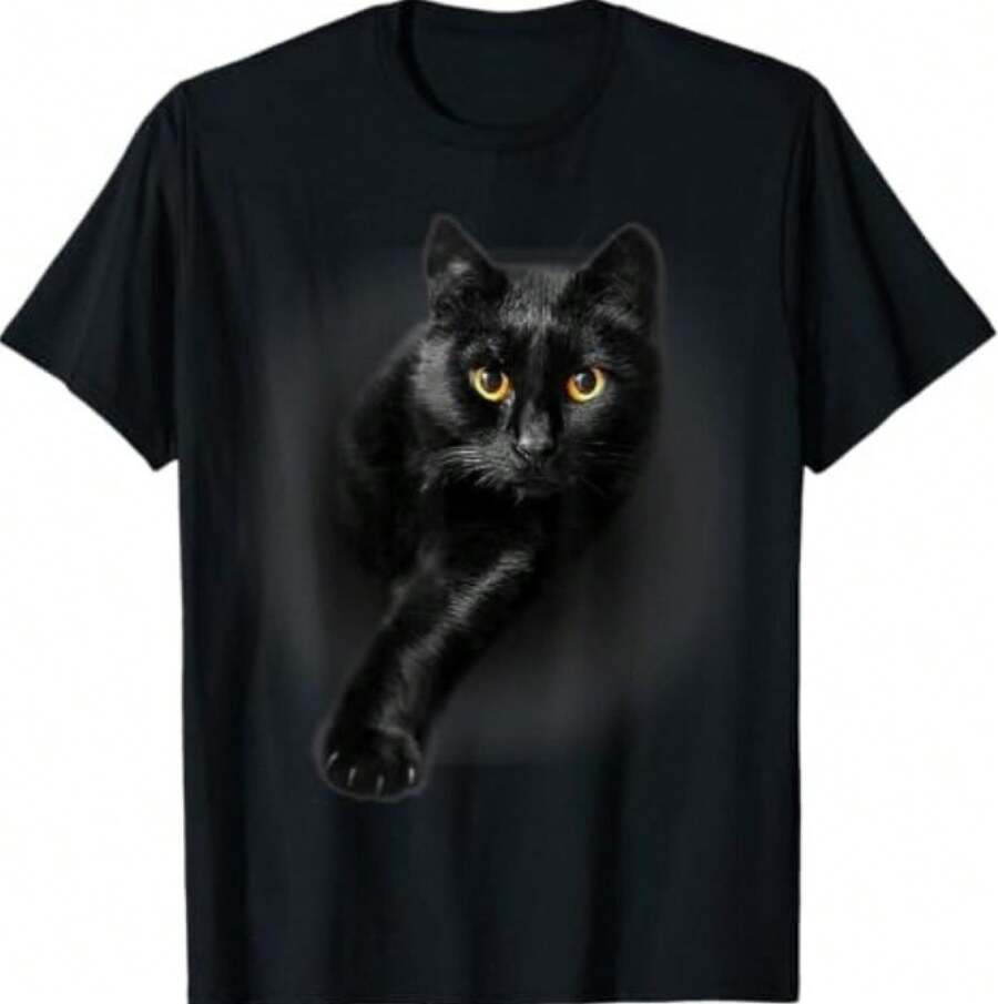 

Black Cat with Yellow Eyes Graphic Tee for Gifts 5XL різнокольоровий