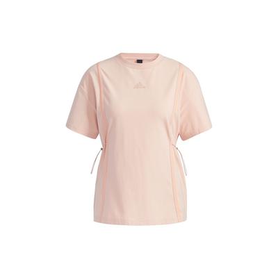 Maglietta sportiva da donna a maniche corte con coulisse e nastro, tinta unita, rosa GP0594
