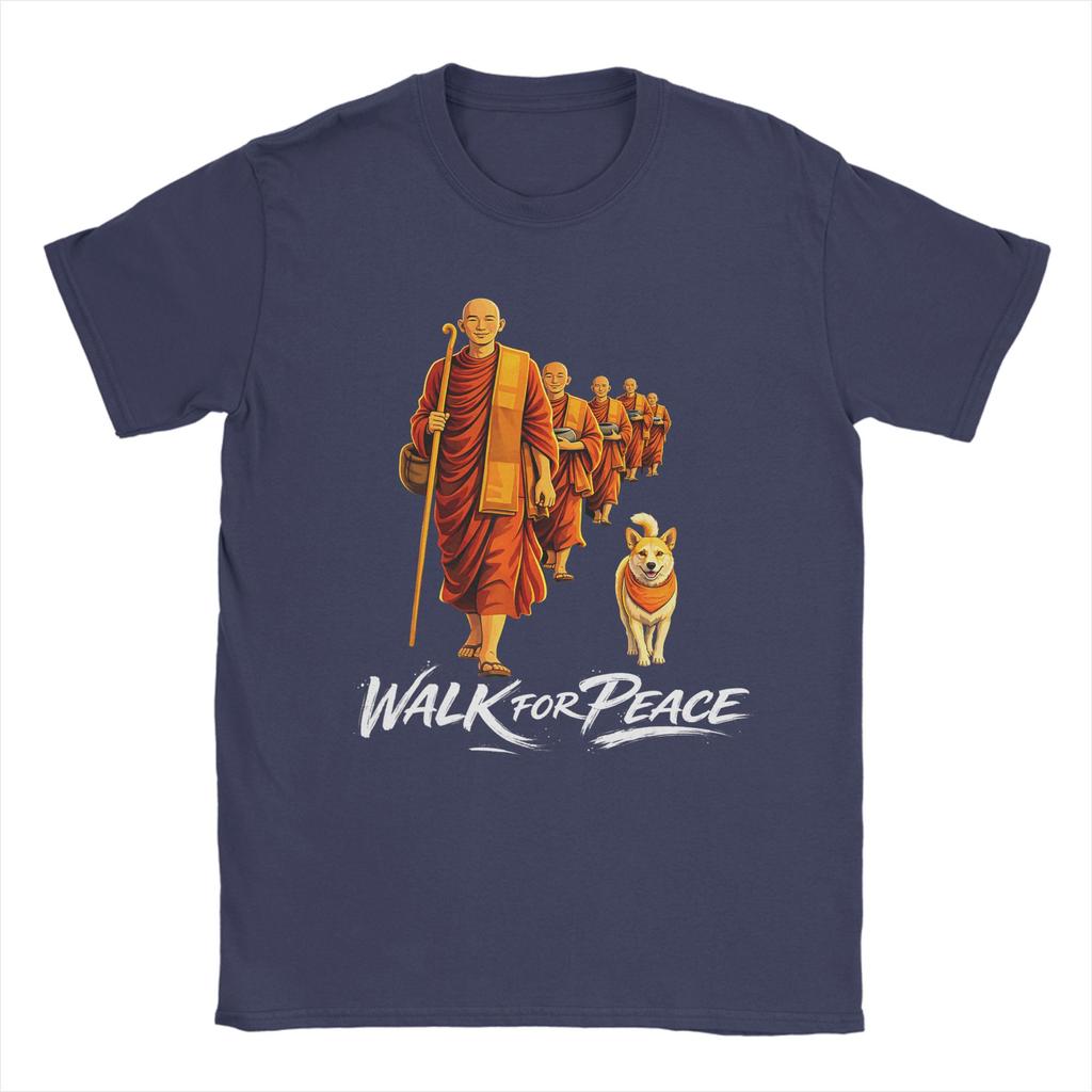 Walk For Peace Zen Buddhists Monks Aloka Dog T Shirts Unisex Cotton Vintage TShirts Crewneck  Tee Shirt Short Sleeve Clothing 6XL