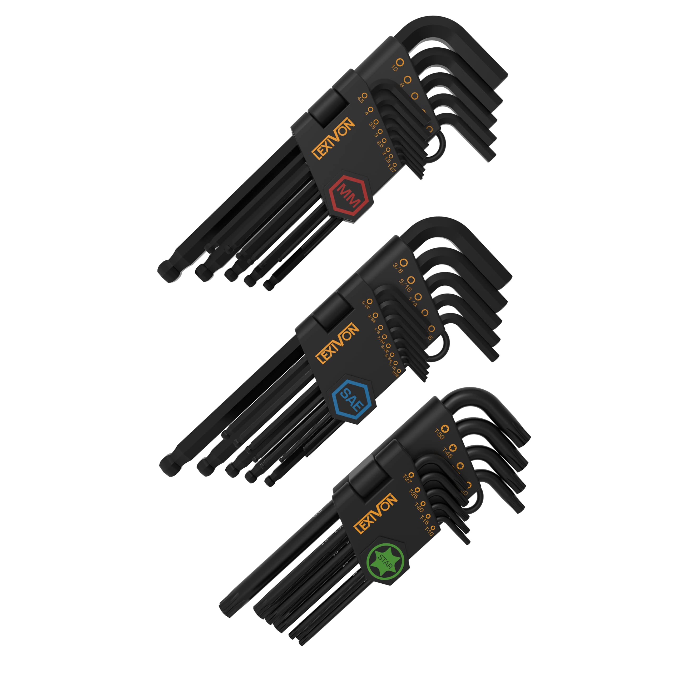 

LEXIVON Master Wrench Key Long Arm Hex Wrench Set Set of Industrial S2 Alloy for Tightening and Loosening Hex Socket Hex Socket Set and More Set, чёрный