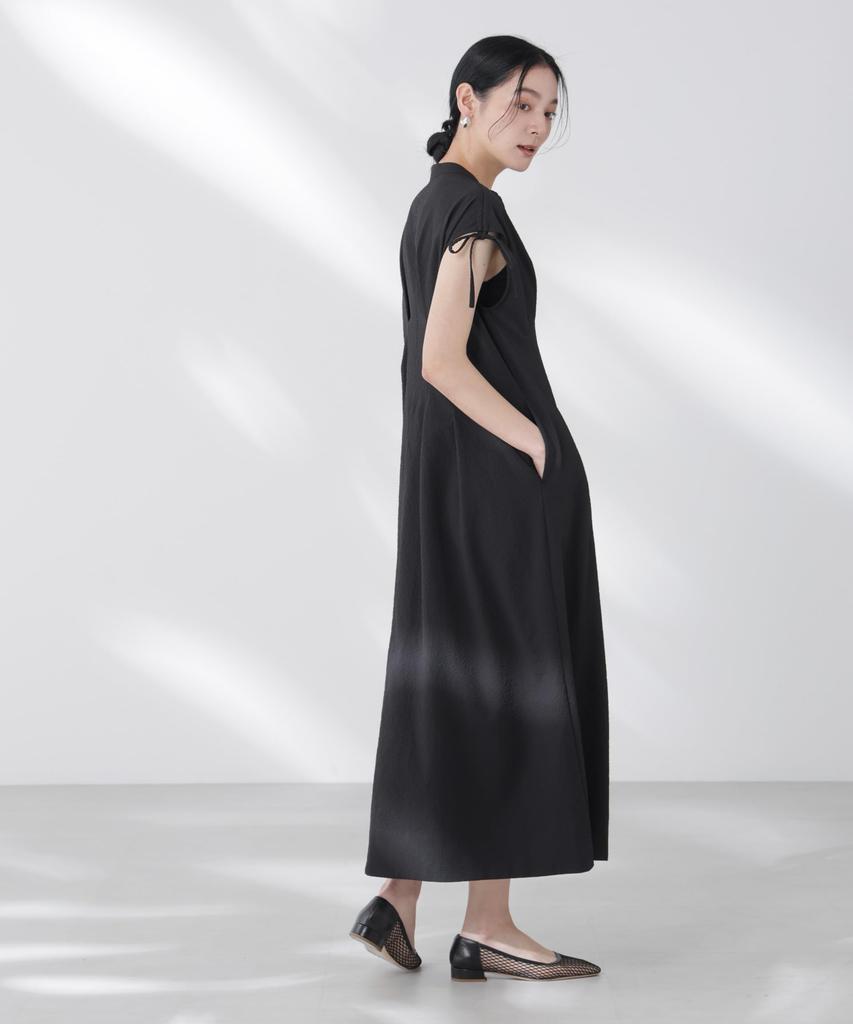 Nano Universe Ribbon Drawstring Soccer Shirt F Women's Dress, 010, Black, 669-5219318