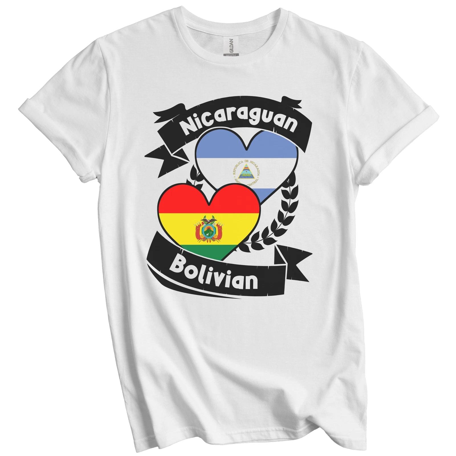 Nicaraguan Bolivian Heart Flags Nicaragua Bolivia T-Shirt 4XL