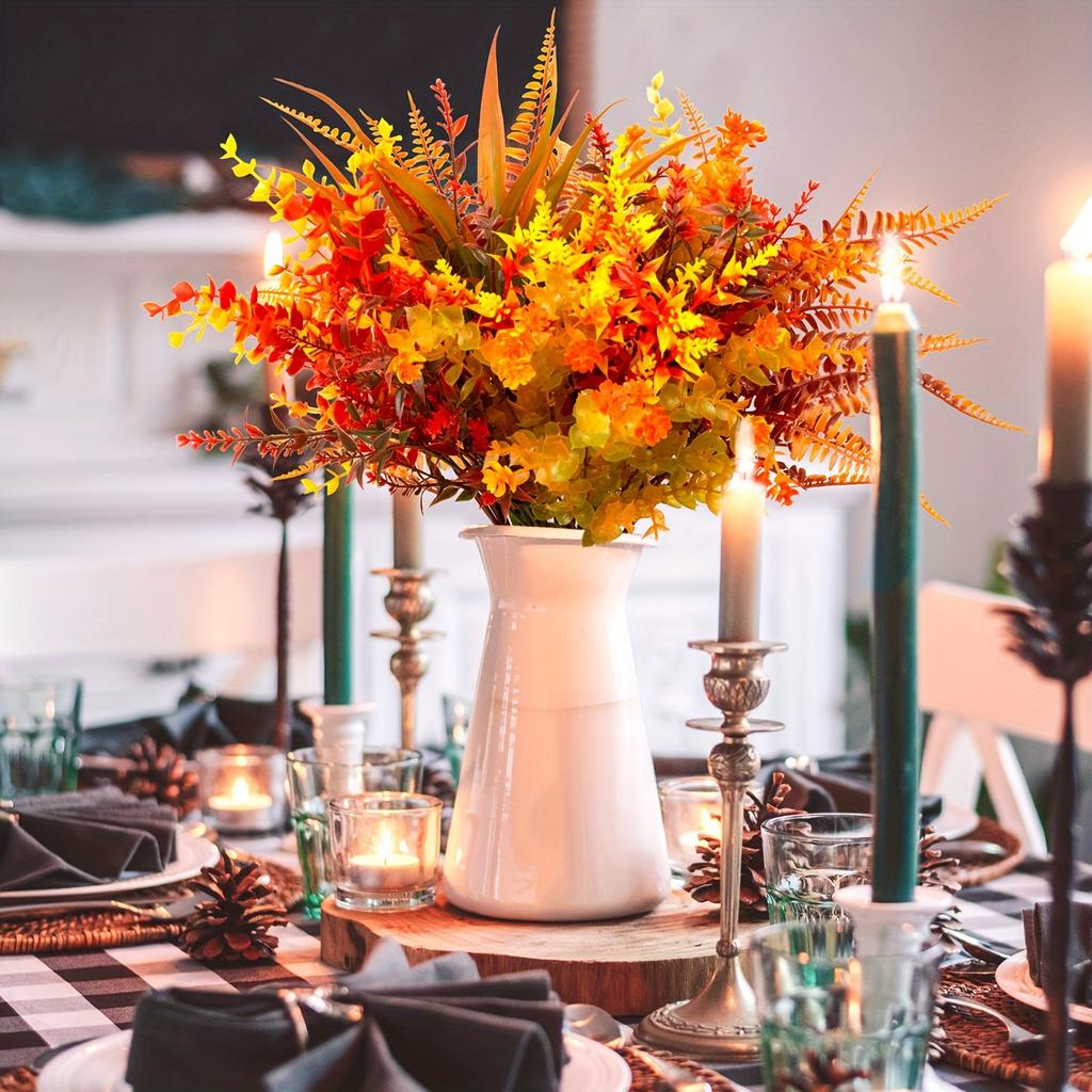 9pcs Artificial Autumn Simulation Flowers Autumn Plants Outdoor Flowers Thanksgiving Autumn Halloween Decoration Home Decoration
