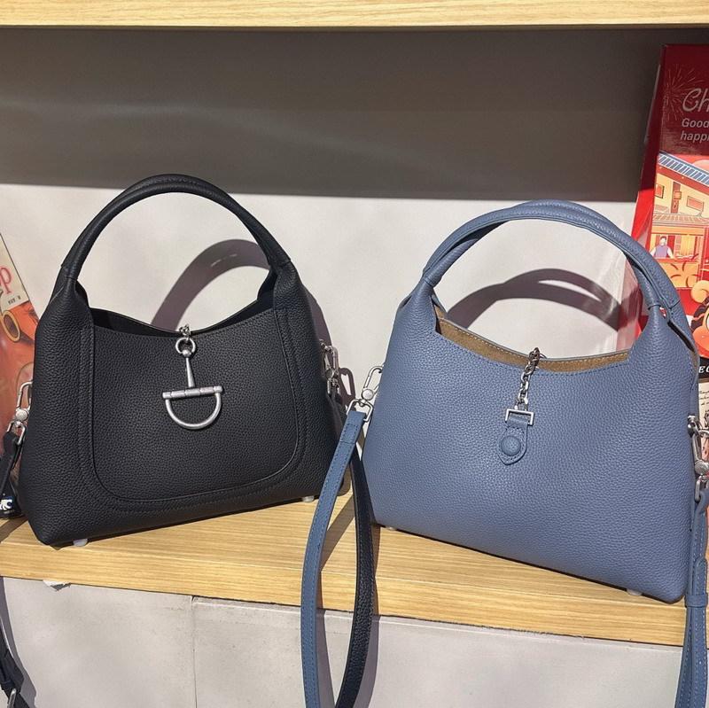 New high-end cowhide leather bucket bag underarm bag handbag crossbody shoulder bag vegetable basket women's bag
