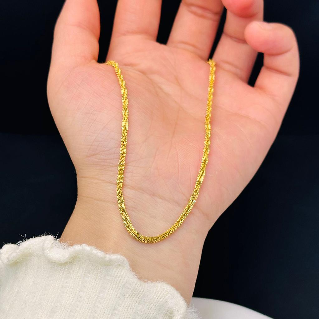Sky Shimmering Necklace Simple Golden Sparkle Chain Two-color Cross-wound Necklace Double-layered Layering Plain Chain Accessory