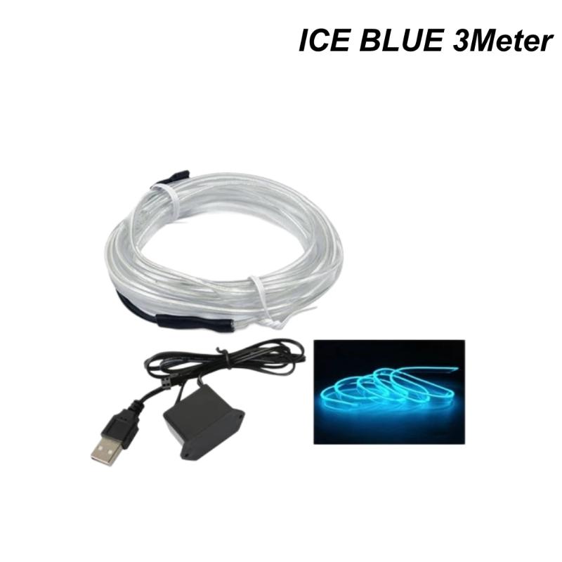 1 Set Car Interior El Wire Neon Atmosphere Light Flexible Cold Light Strip Auto Dashboard Door Decor Lighting For Vehicle