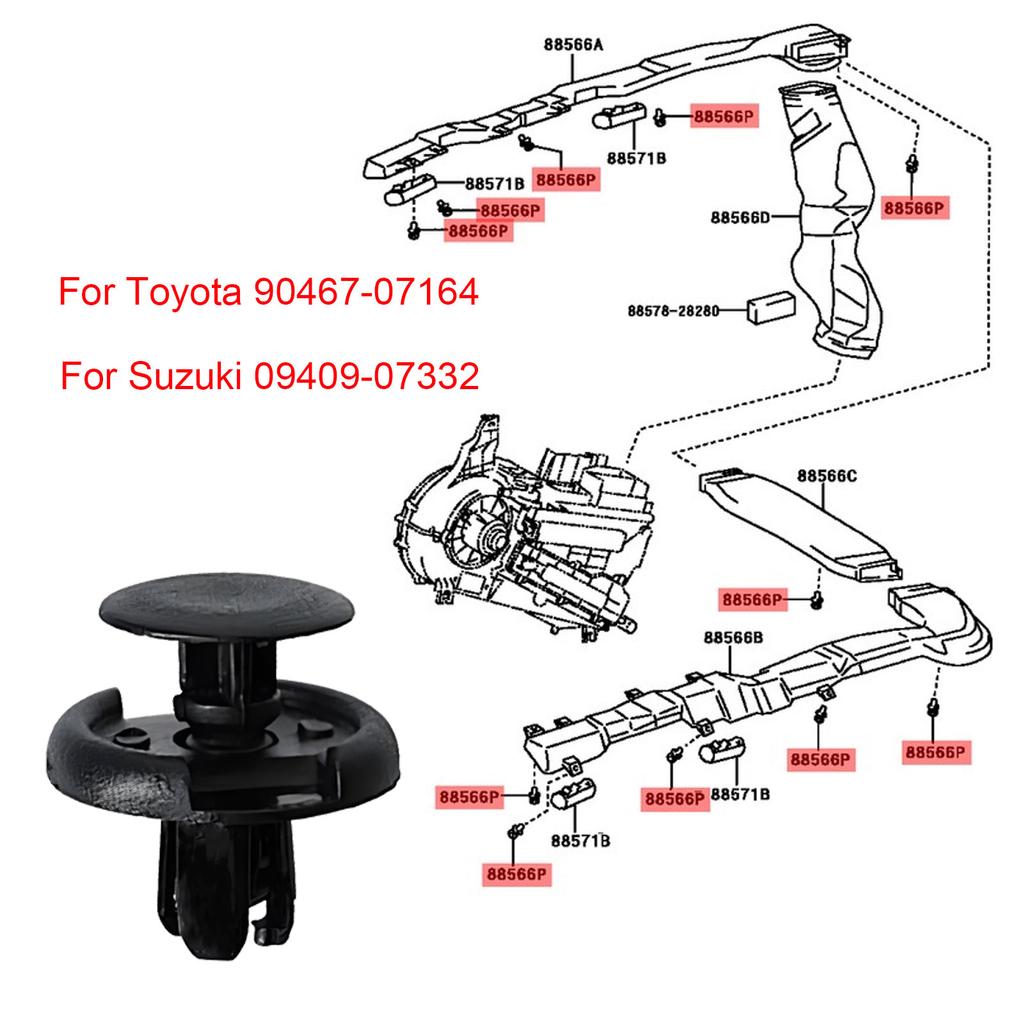 Bumper Fender Splash Shield Retainer Clip Car Door Panel Trim Clips for Toyota Camry Corolla RAV4 Yaris Avalon Echo 9046707164
