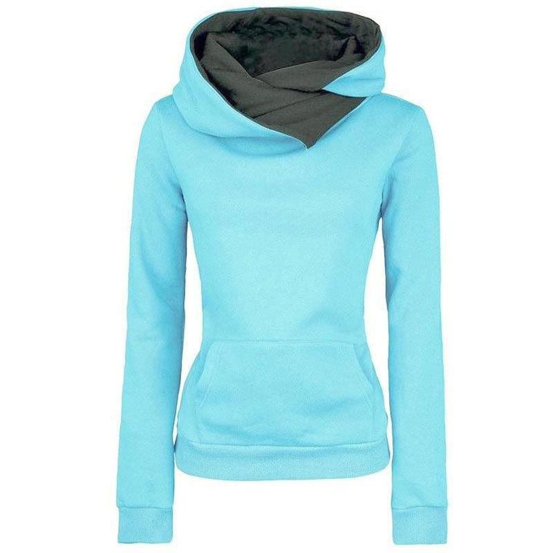 Spring Autumn Hoodies Women Tracksuit Solid Color Fashion Long Sleeve Pullovers Casual Warm Hooded Sweatshirts Tops Plus Size