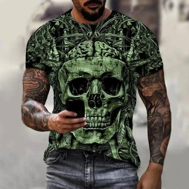 Мужские футболки Terror Skulls с 3D принтом скелета в стиле ужасов — фото 6