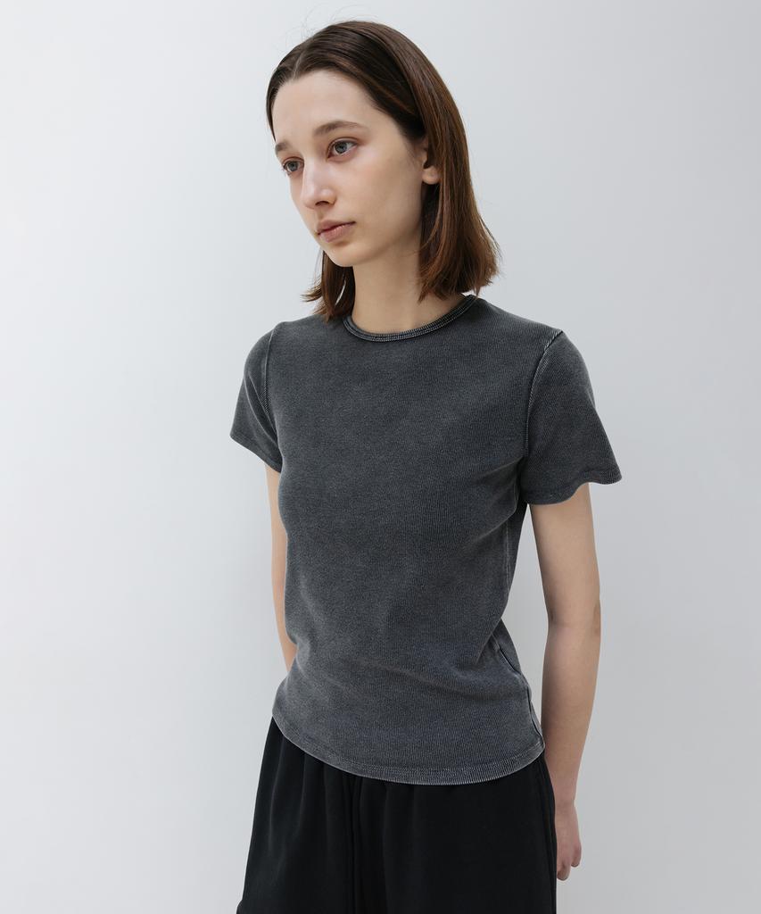 INSILENCE WOMEN Washed Rib Half Sleeve Charcoal