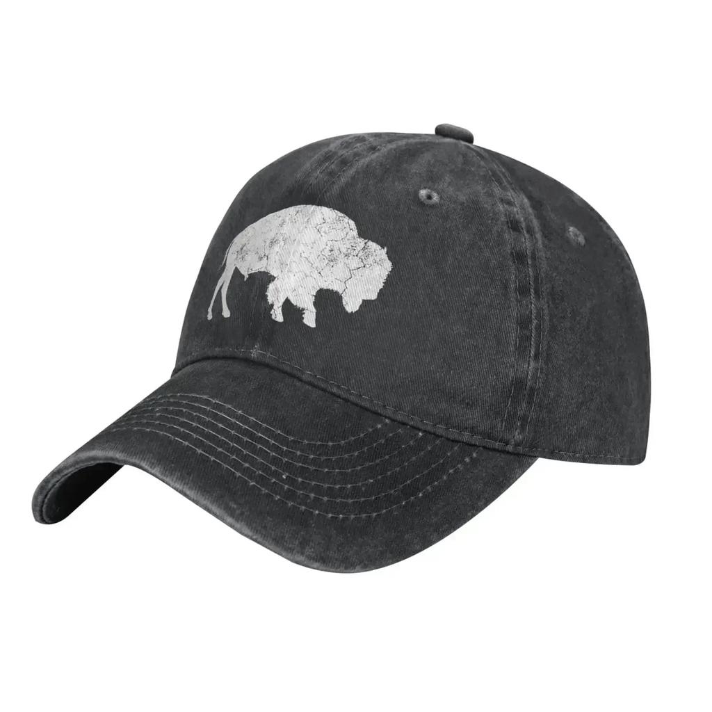 Distressed Buffalo Retro Bison Animal Lover Gift Snapback Baseball Cap Unisex Women Adjustable Trucker Hat Hat