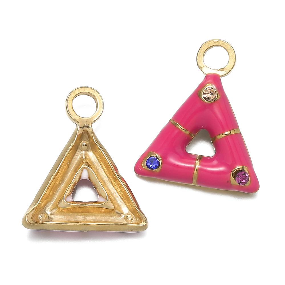 1 pièce/lot Pendentifs Triangle Ovale Cœur d'Amour Multicolores en Acier Inoxydable Pour Bracelet Collier DIY Accessoires de Bijoux