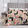 Cute Dog Flower Printed Blanket for Sofa Bed Travel Camping Living Room Office Conditioning Blanket for All Seasons Gifts