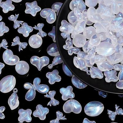 Colorful Acrylic Heart & Flower Shaped Laser-Plated Beads for DIY Bracelets
