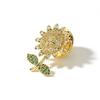Trendy Shiny Rhinestone Sunflower Brooches Anti-Light Buckle Brooch Small Pin