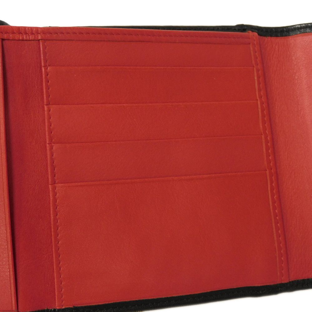 Used 10656 Trifold Wallet 7942, Old Style, Smooth Calfskin, Vintage, Old Red, Two-Tone CD Logo, Black, Unisex from