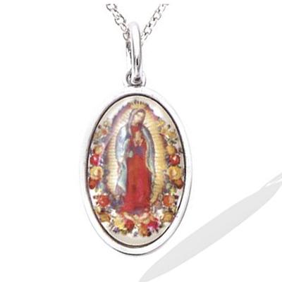 [R4186] - Silberanhänger 'Jungfrau Maria' mehrfarbiges Silber (Rhodium) - 18 x 12 mm
