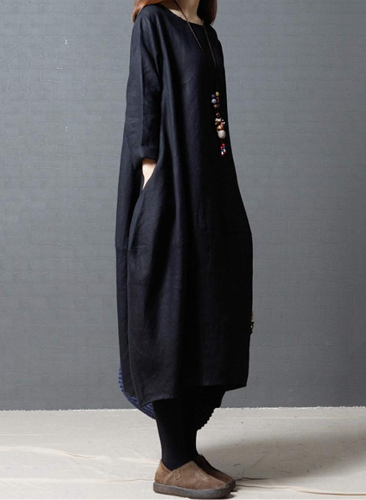 Yino Long 8 New Long Plus Loose Travel Women's Dress, Colors, Sleeve, Tunic/Maxi Length, Sizes, Fit, Linen, Slimming, Stylish,