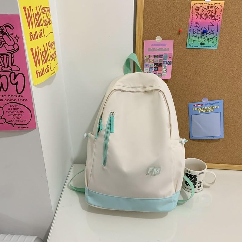 Color Simple Blocked Letter Print Student Casual Backpack For Use School