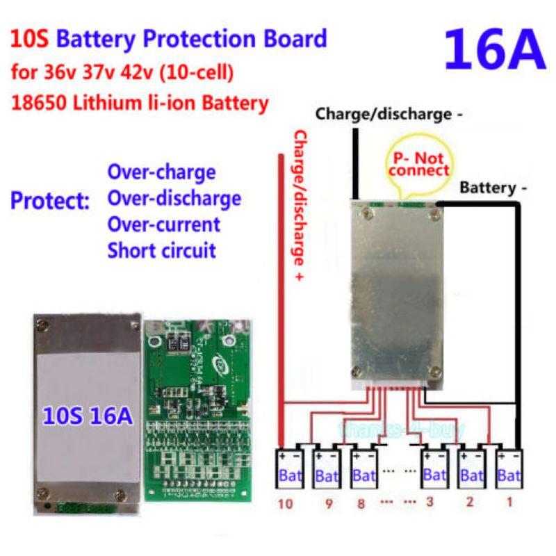 10S 36V 37V 16A Li-ion Lithium Battery BMS PCB PCM For Ebike Electric Bicycle