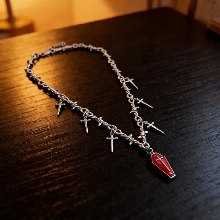 Fashionable Gothic Inspired Crucifix Pendant Necklace with Alloy Chain Vintage Jewelry Accessory Unisex Accessories