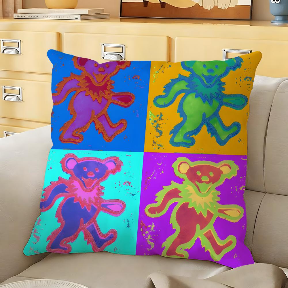 GGrateful DDead rock band Cushion Cover Soft Durable Reversible Pillow Cover Home Car MultiScene Daily Comfort Pillowcase