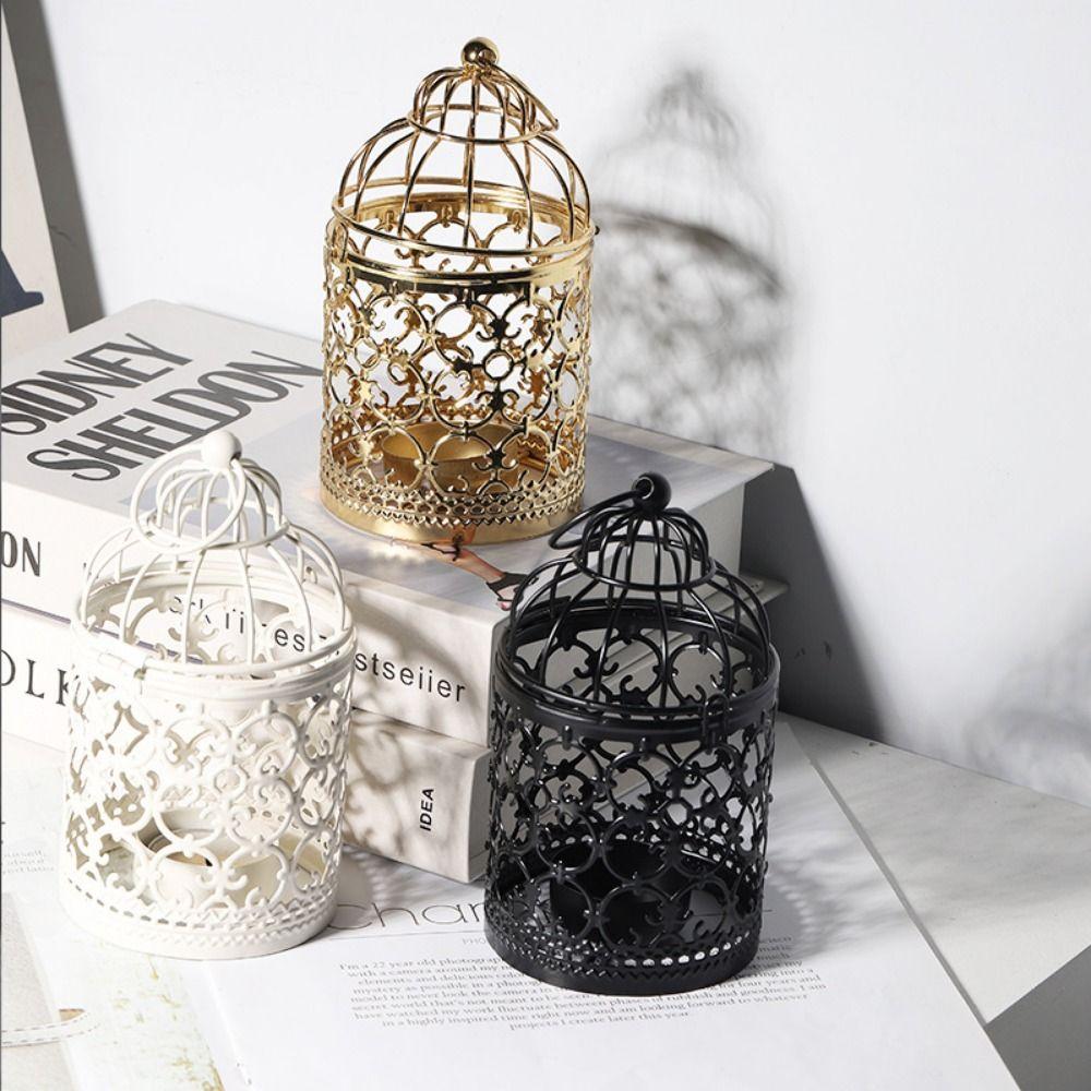 Birdcage Shape Bird Cage Candle Holder Iron Art Decorative Bird Lantern Tealight Exquisite Metal Candlestick Home Decor