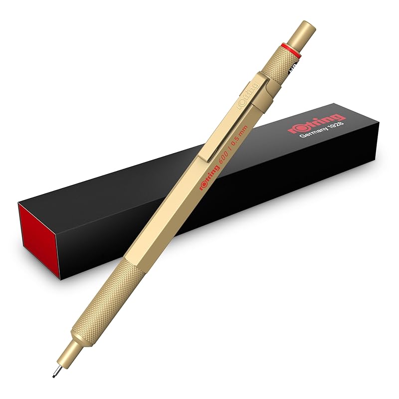 Rotring Mechanical Pencil Gold 600 2158796 0.5mm rOtring Mechanical Pencil High-Quality Writing Instrument Stationery German Made Drafting Pen