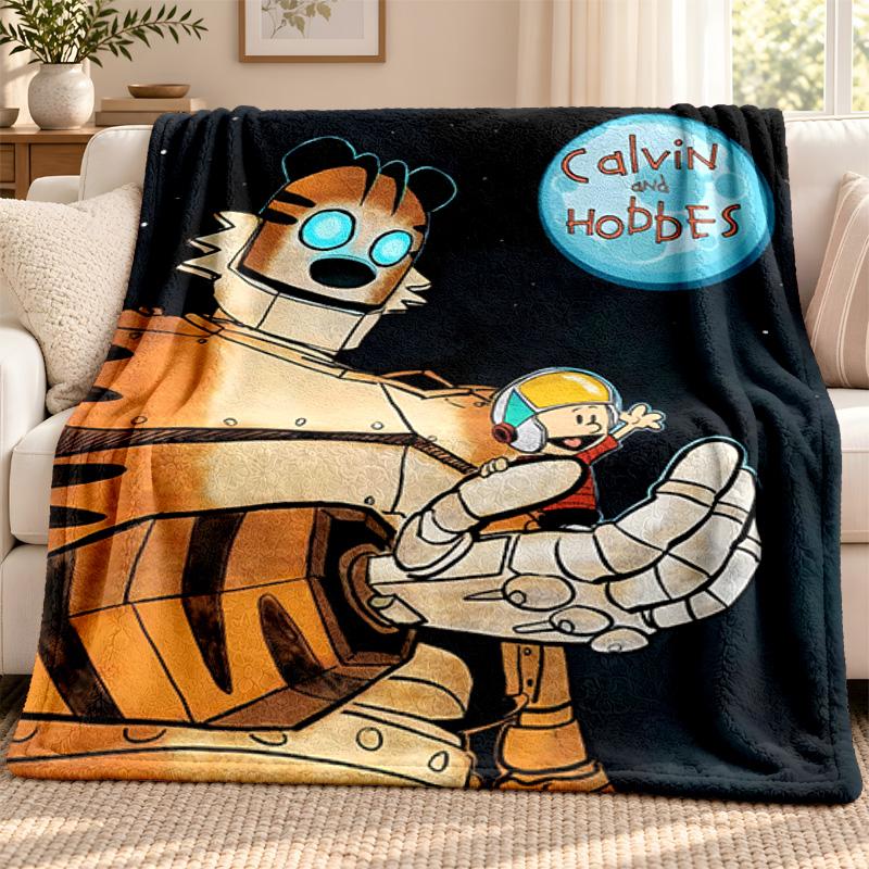 Calvin and Hobbes blanket Flannel Blanket Soft Cozy Plush Throw for Sofa Bed Lightweight Home Decoration Outdoor camping