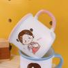 Cartoon Creative Couple Cup Boy Girl Student Water Cup Ceramic Cup Mug Breakfast Cup Cute Pair Cup