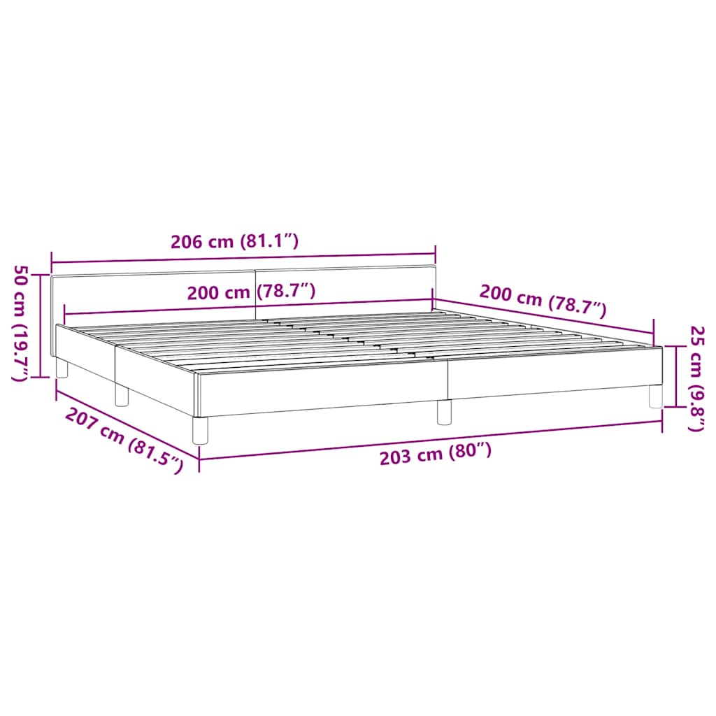 Bed Frame with Headboard Without Mattress White 200x200 cm