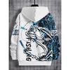 Boy's fishing and fishing net creative fashion top casual long sleeved hooded sweatshirt suitable