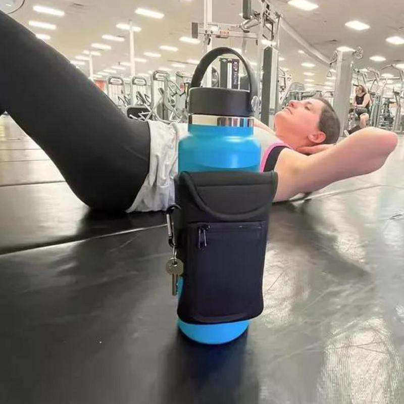 Gym Magnetic Phone Bag Anti Slip Sleeve Cup Pouch for 18 to 40 oz Water Bottle With Pockets for Key Card Headphones Wallet