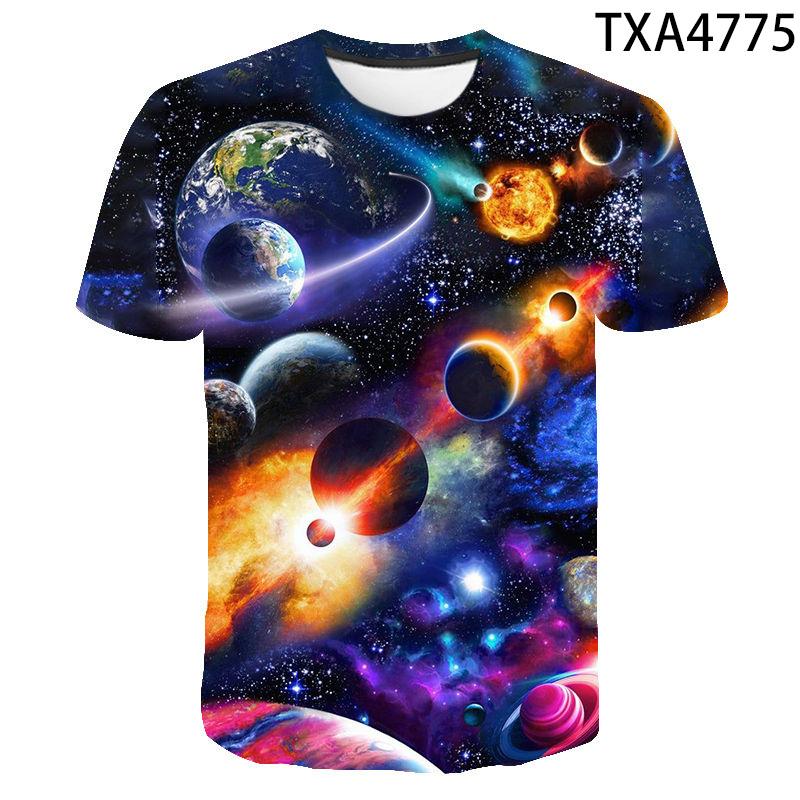 Nové Astronaut Vesmír Mléčná dráha Vesmír Planeta 3D Tištěné Tričko Léto Chlapci Dívky Děti Tričko s krátkým rukávem Dětská Streetwear