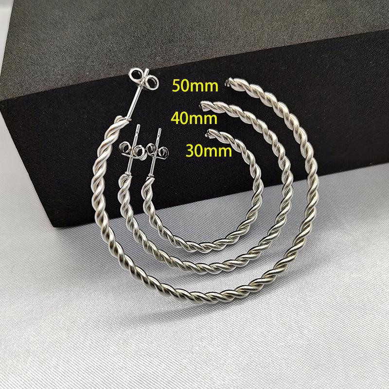 316 Stainless Steel C-Shaped Twisted Hoop Earrings – Stylish, Simple, Textured Large Hoops for Women 18K Gold Plated