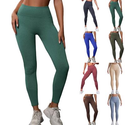 Calças de ginástica femininas casuais sem costura, com ajuste justo e cintura alta, calças de ioga Seach Hip