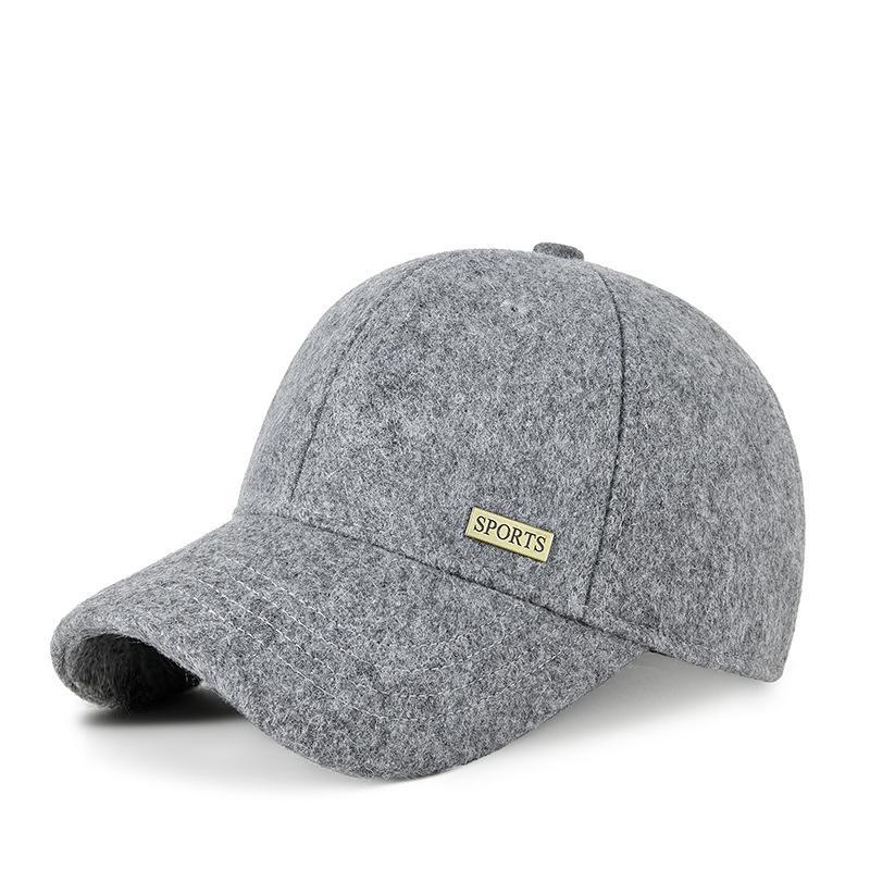 Wool Fleece Thickened Retro Baseball Cap Medium Old Men Warm Windproof Snow Short Brim Cap
