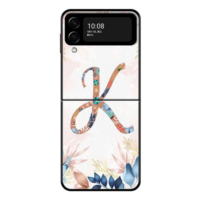 Floral Pattern Leaf Letter Art Phone Case For Samsung Galaxy Z Flip 4 Z Flip3 5g Shell For Galaxy Z Flip Hard Cover Couqe